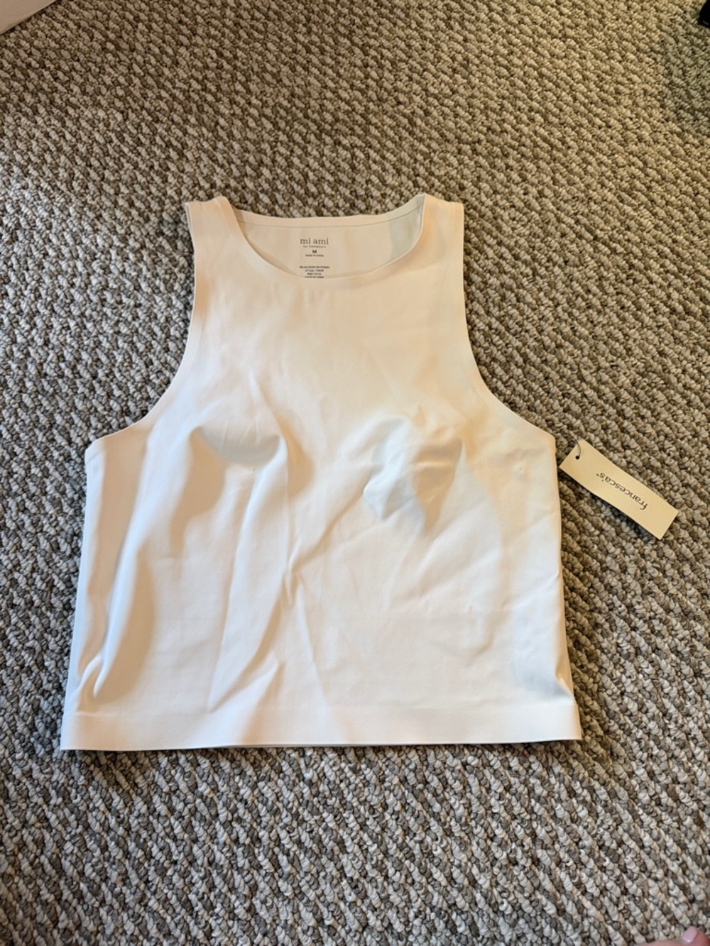 mi ami Sleeveless Cropped Tank Top in Ivory